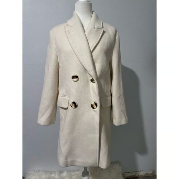 Mango double breasted pea coat wool blend xxs